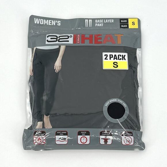 NWT 32 Degrees Heat Women's Base Layer Pant Black Small - Picture 1 of 8